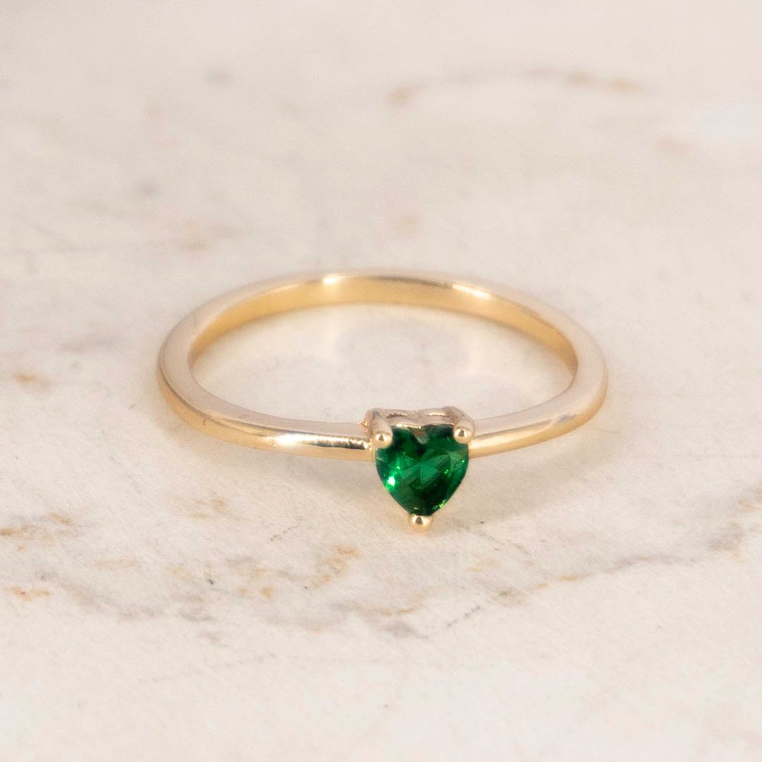 ANILLO CORAZON ESMERALDA